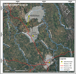 Mapa de acesso à Cordisburgo.